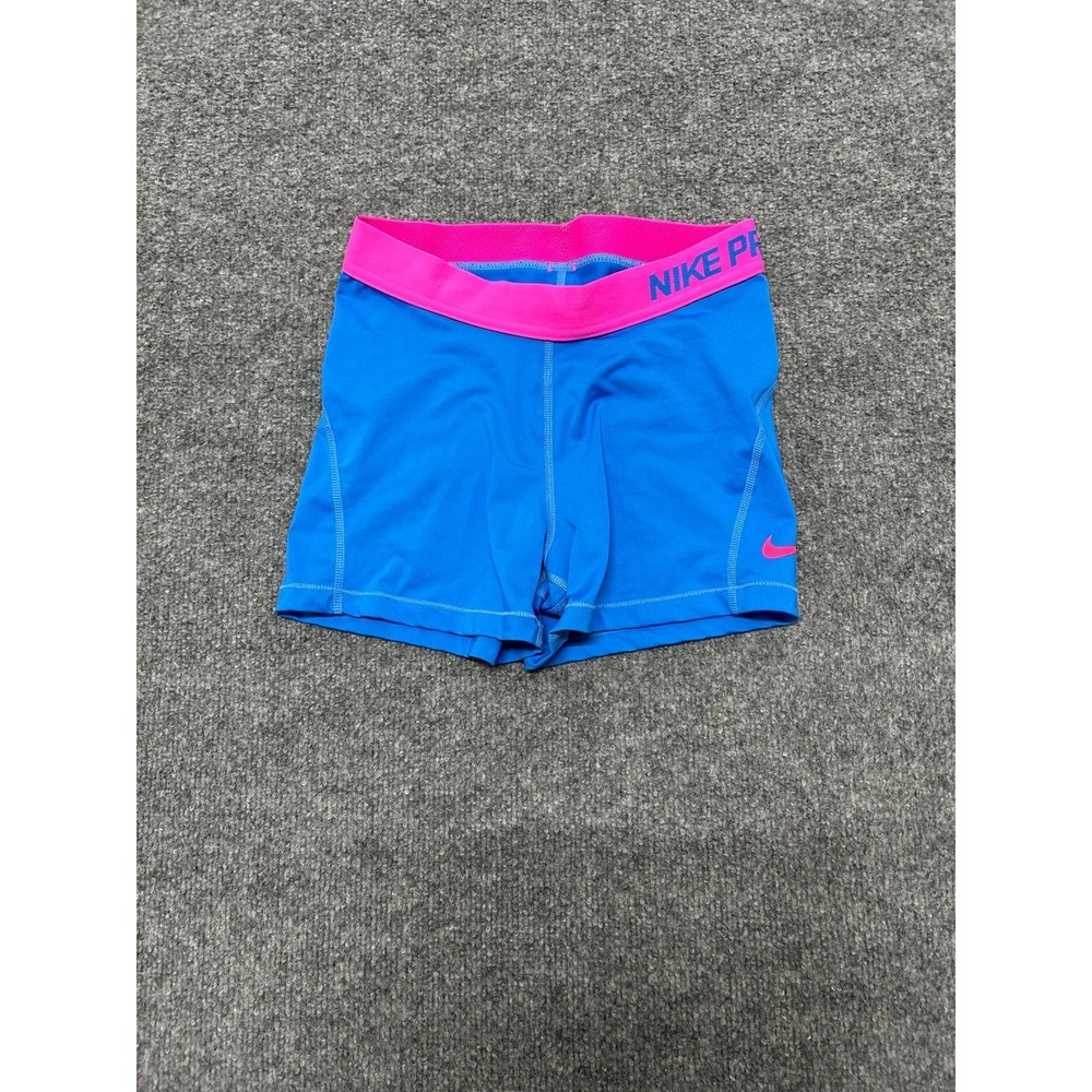 Nike Pro Shorts Womens Size M Blue Pink Dri-Fit Compression Athletic Spandex